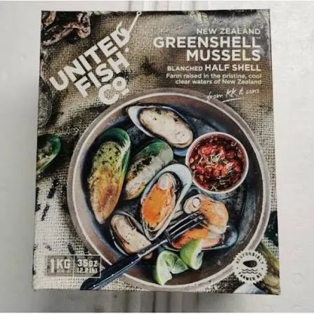 Great Ocean Half Shell Green Mussel NZ  12pack/1kg 뉴질랜드 그린 반홍합