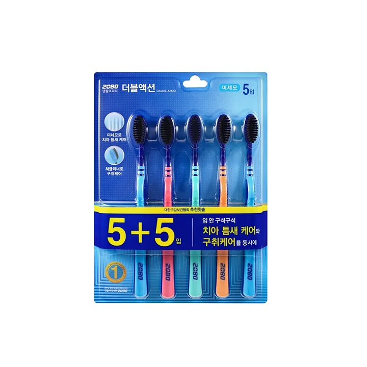 [2080] Double Action Toothbrush Fine Bristle (5+5p)X12 [2080] 더블액션칫솔 미세모 (5+5입)X12